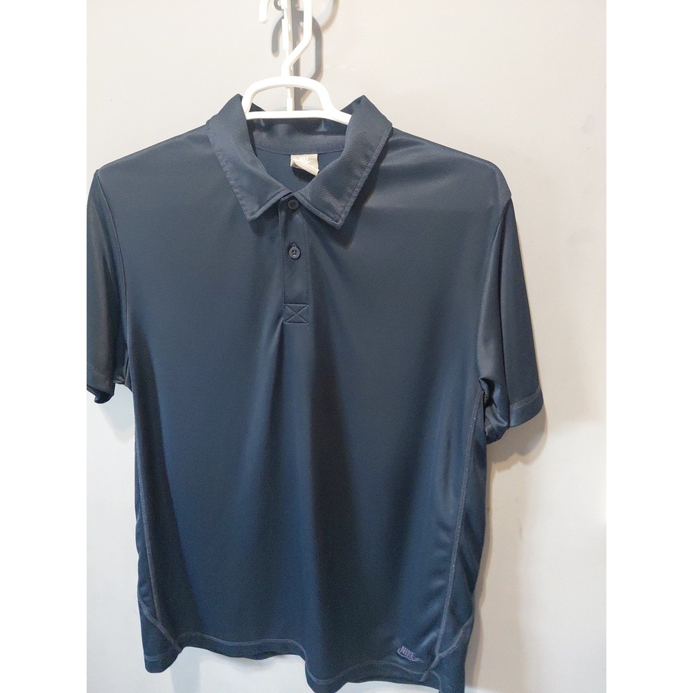 90's Nike Gray Tag Mens XL Navy Blue Polo Shirt Vintage Short Sleeve 1/4 Button